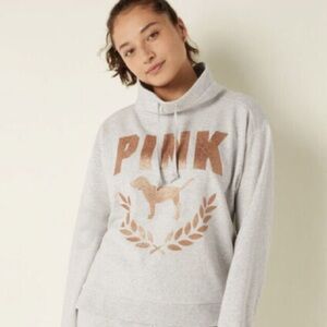 Pink Victorias Secret Grey Rose Gold Scoop Neck Sweater